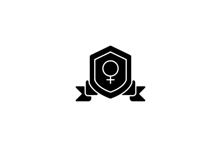 Feminism symbols black glyph icons set on white space