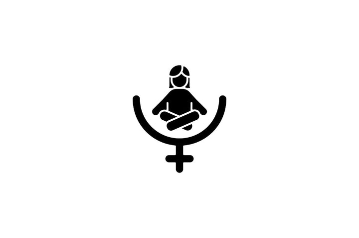 Feminism symbols black glyph icons set on white space