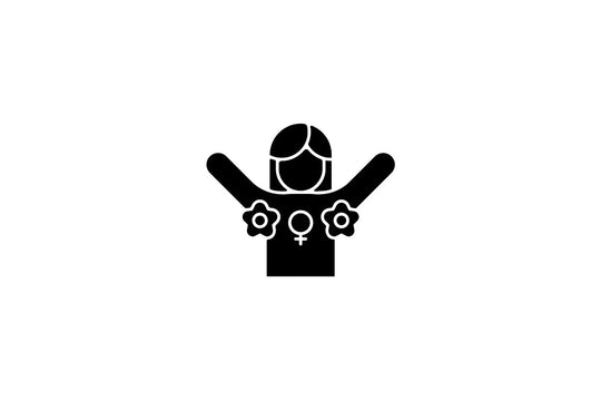 Feminism symbols black glyph icons set on white space