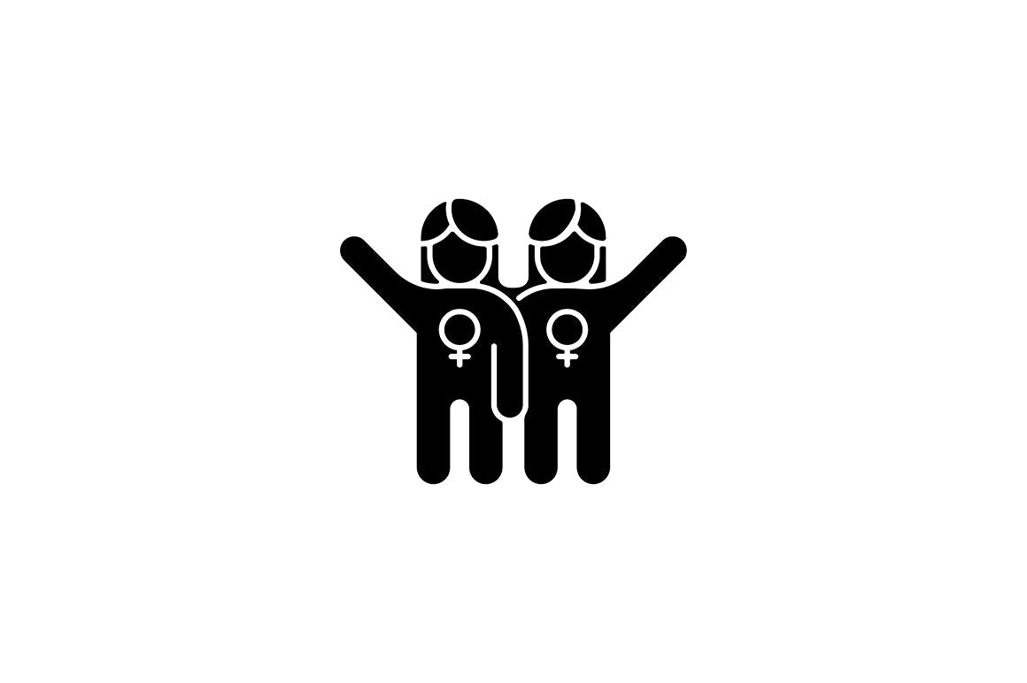 Feminism symbols black glyph icons set on white space
