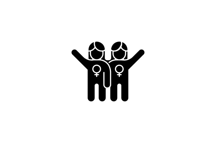 Feminism symbols black glyph icons set on white space