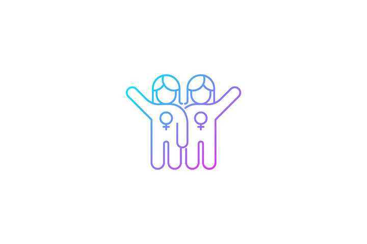 Feminism symbols gradient icons set for dark and light mode