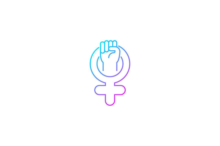 Feminism symbols gradient icons set for dark and light mode
