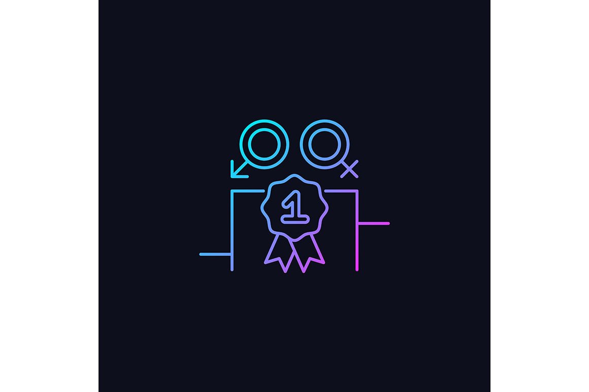 Feminism symbols gradient icons set for dark and light mode