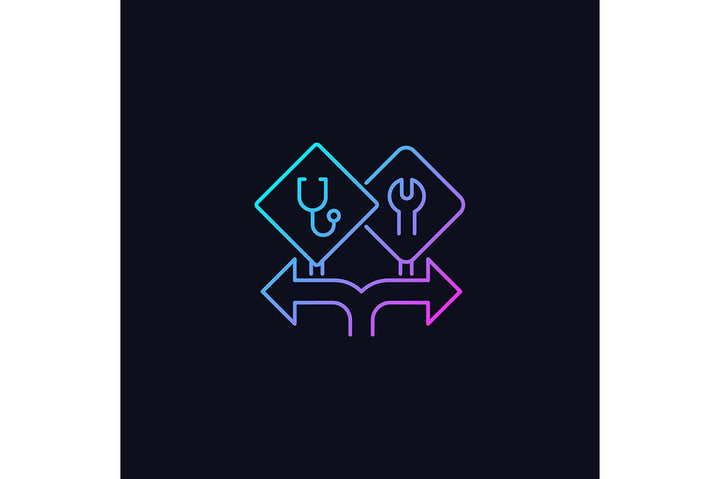 Feminism symbols gradient icons set for dark and light mode