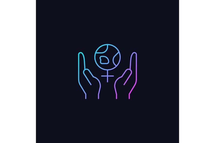Feminism symbols gradient icons set for dark and light mode