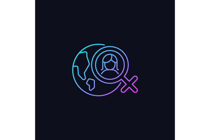 Feminism symbols gradient icons set for dark and light mode