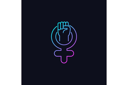 Feminism symbols gradient icons set for dark and light mode