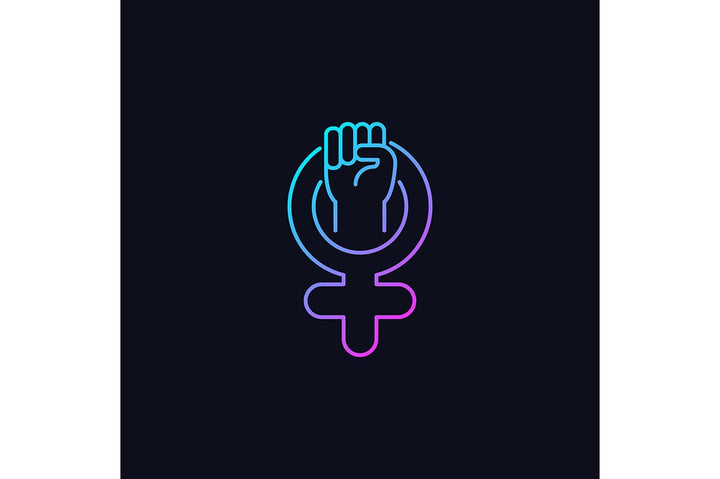 Feminism symbols gradient icons set for dark and light mode