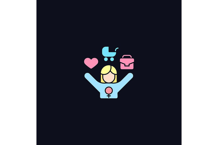 Feminism symbols light and dark theme RGB color icons set