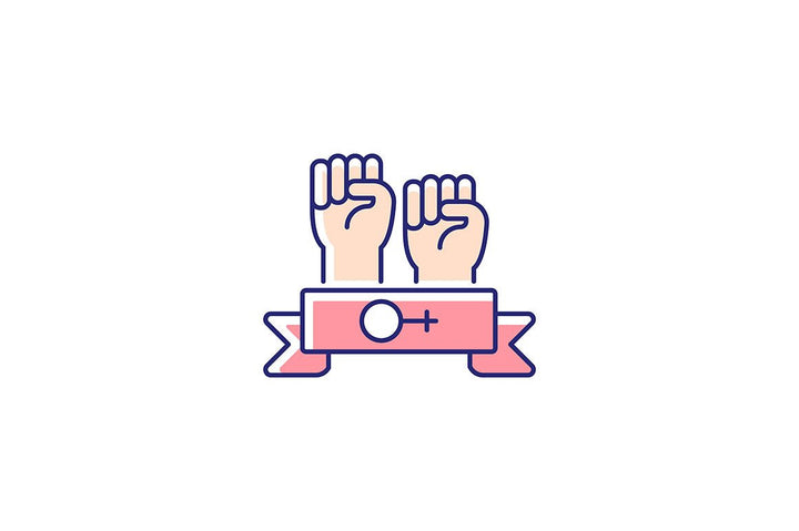 Feminism symbols light and dark theme RGB color icons set