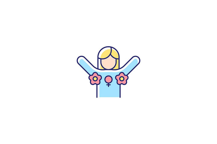 Feminism symbols light and dark theme RGB color icons set