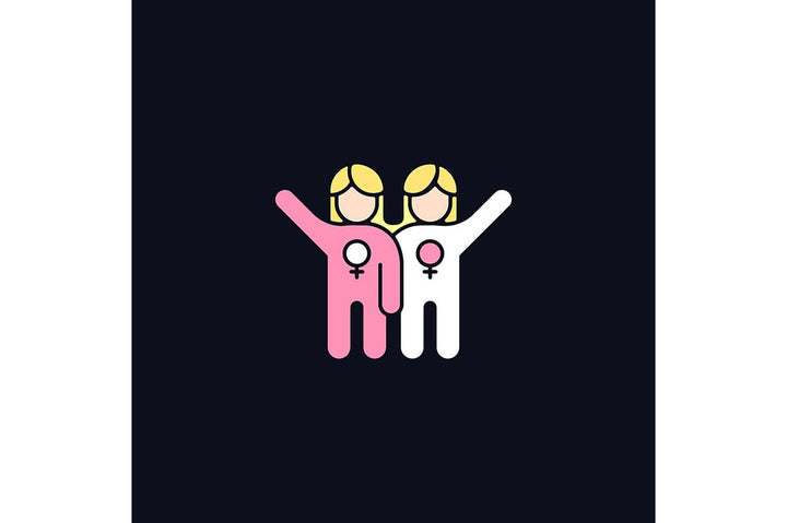 Feminism symbols light and dark theme RGB color icons set