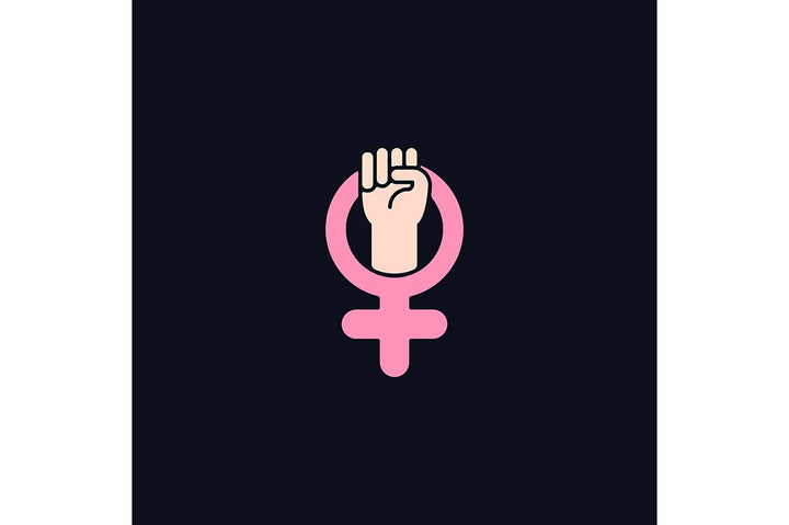 Feminism symbols light and dark theme RGB color icons set