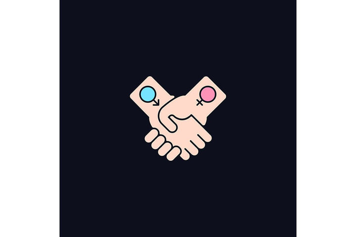 Feminism symbols light and dark theme RGB color icons set