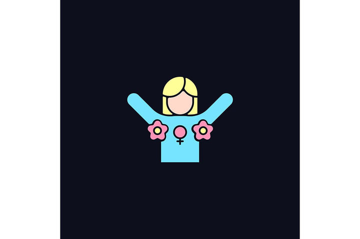 Feminism symbols light and dark theme RGB color icons set