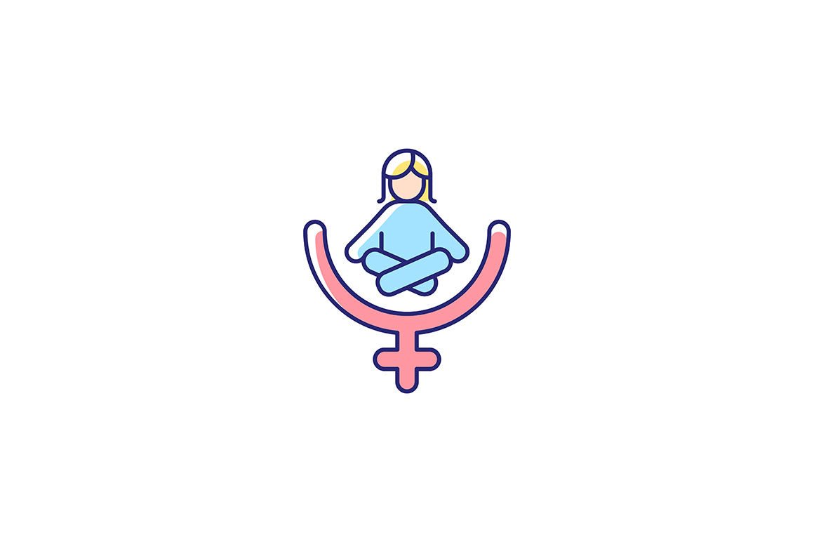 Feminism symbols light and dark theme RGB color icons set