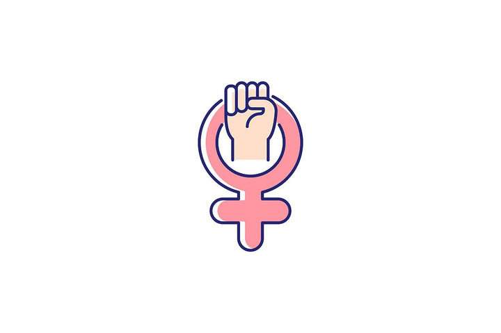 Feminism symbols light and dark theme RGB color icons set