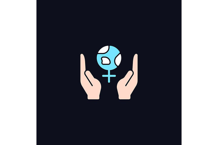 Feminism symbols light and dark theme RGB color icons set