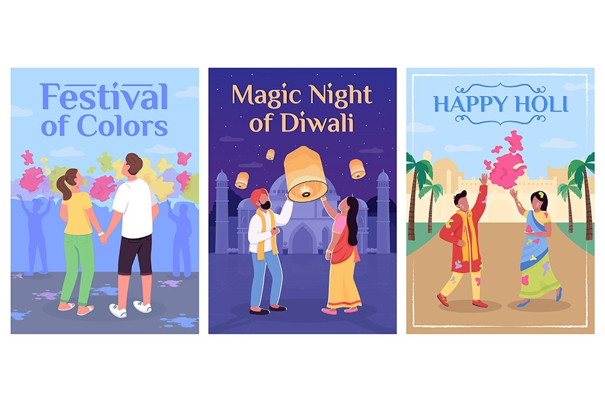 Festival of Colors poster flat vector templates