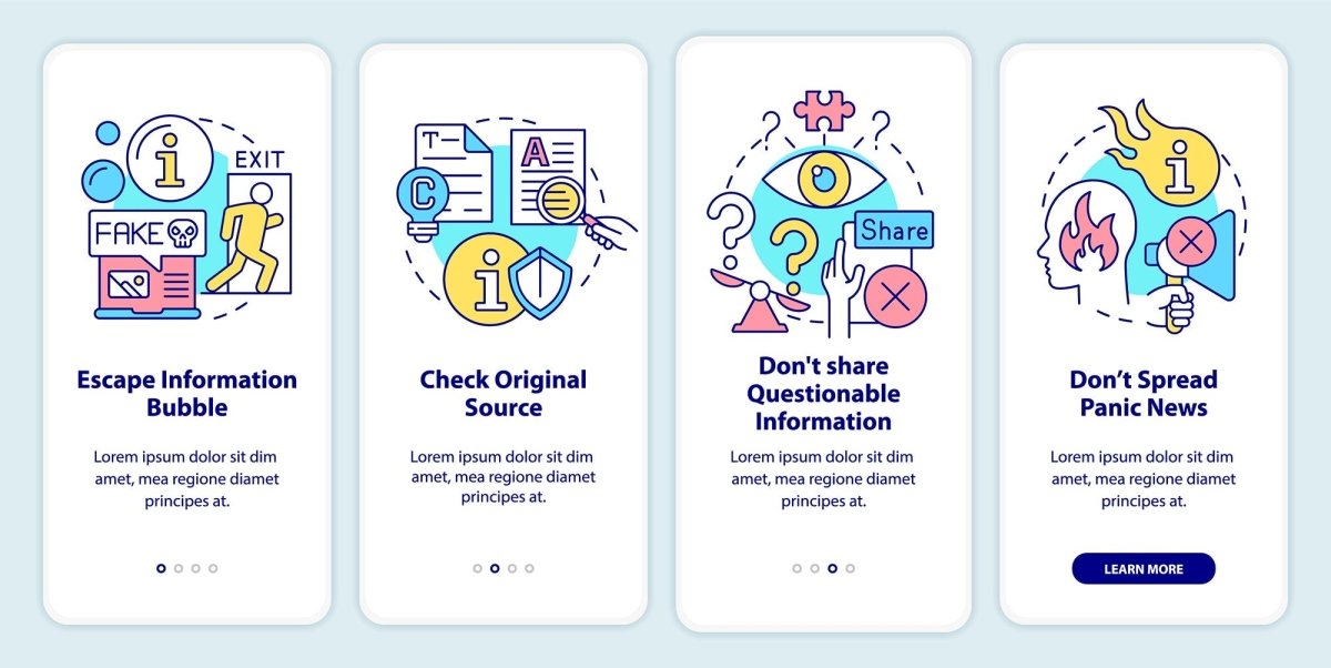 Fighting misinformation onboarding mobile app screen