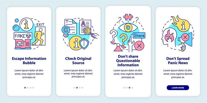 Fighting misinformation onboarding mobile app screen