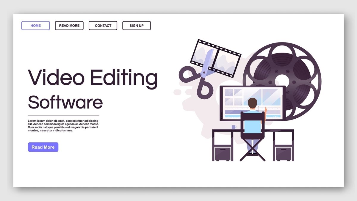 Film and video production landing page vector templates set