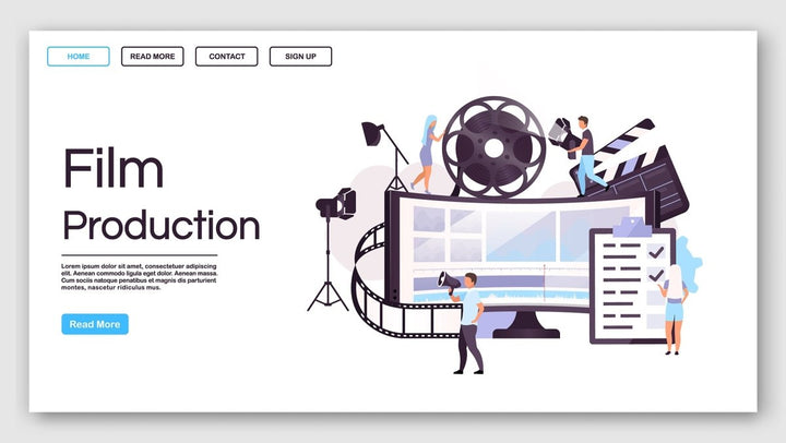 Film and video production landing page vector templates set