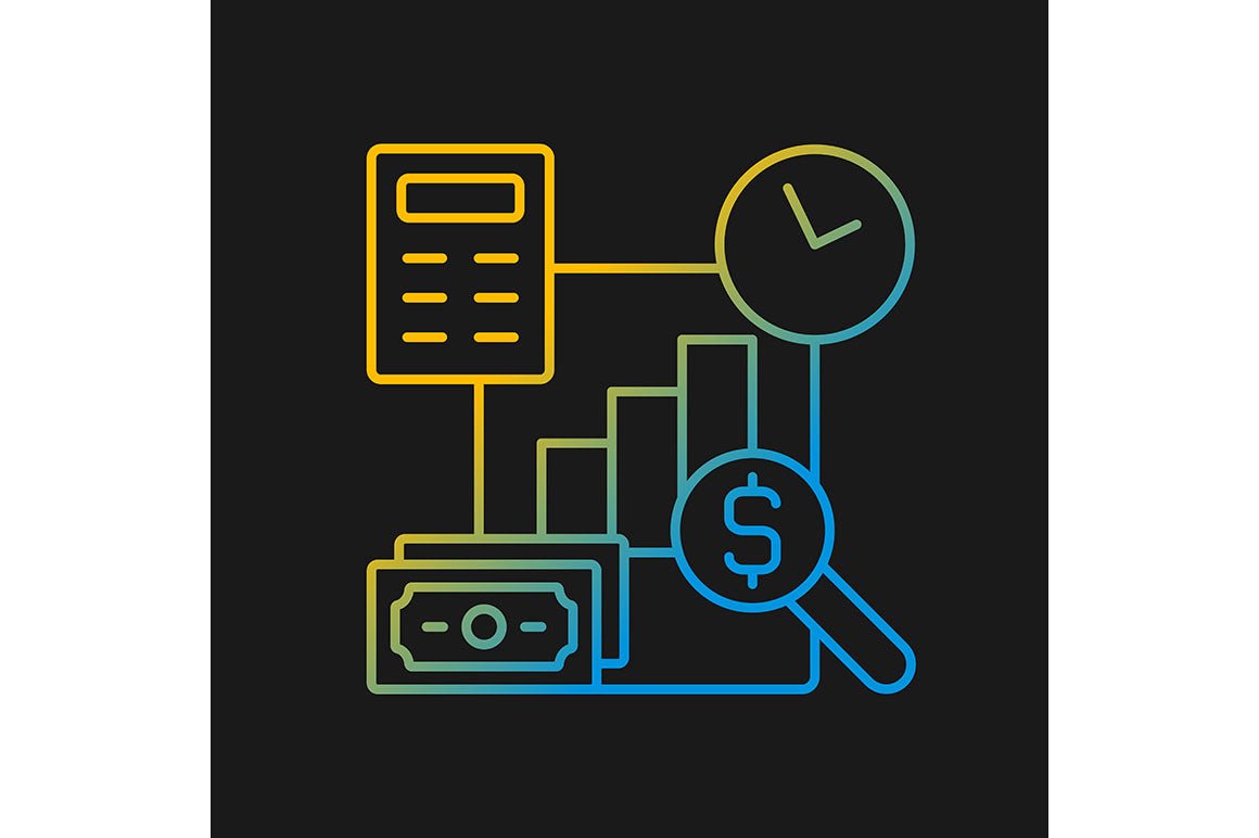 Financial literacy gradient icons set for dark and light mode