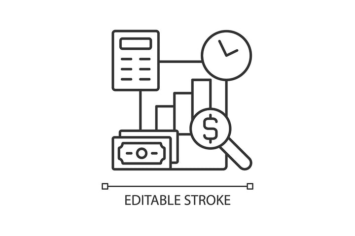 Financial literacy linear icons set for dark and light mode