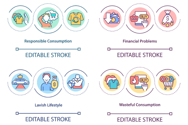 Financial Problems Concept Icon Bundle
