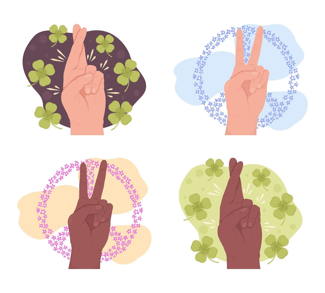 Finger symbols 2D vector isolated illustration set