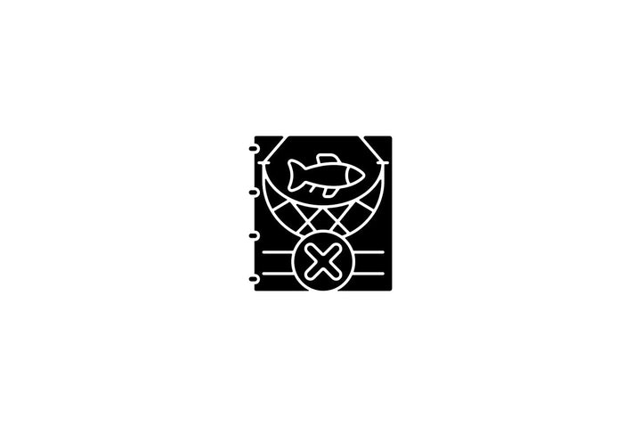 Fishing industry black glyph icons set on white space