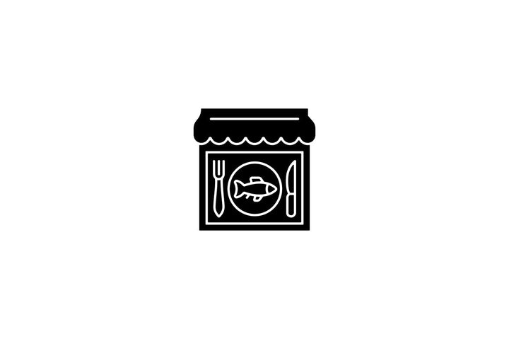 Fishing industry black glyph icons set on white space
