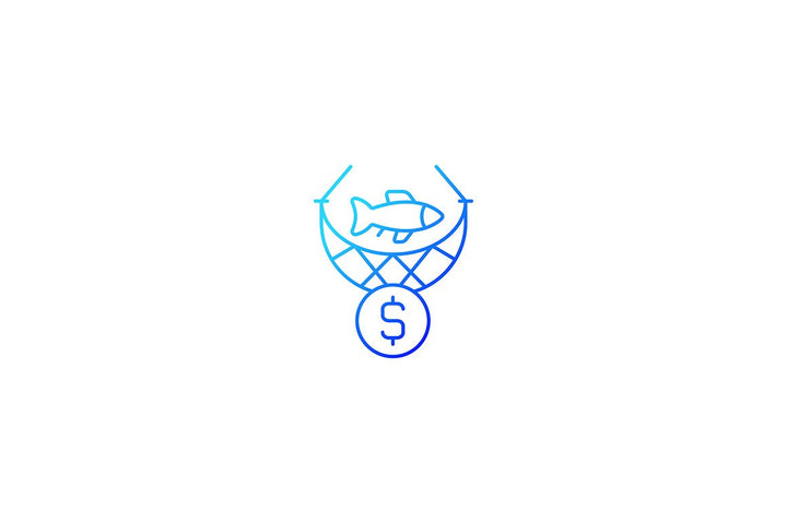 Fishing industry gradient icons set for dark and light mode