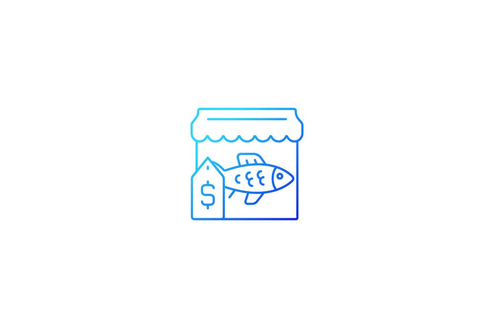 Fishing industry gradient icons set for dark and light mode