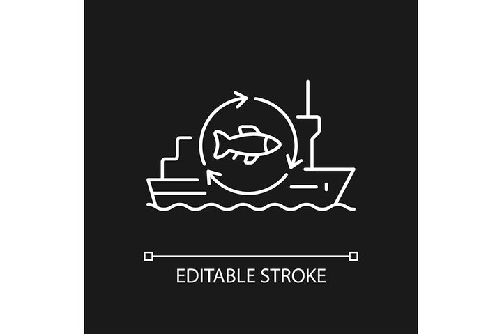 Fishing industry linear icons set for dark and light mode