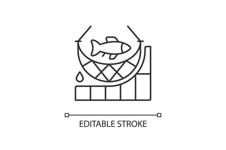Fishing industry linear icons set for dark and light mode