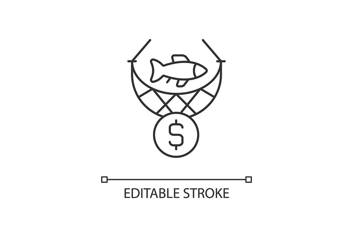 Fishing industry linear icons set for dark and light mode