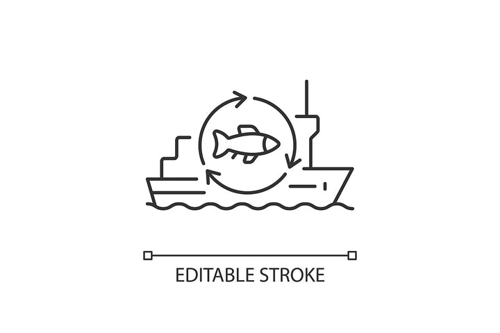 Fishing industry linear icons set for dark and light mode
