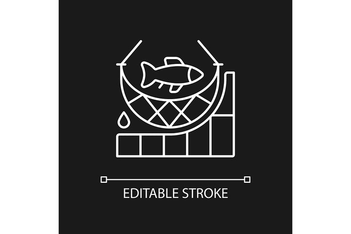 Fishing industry linear icons set for dark and light mode