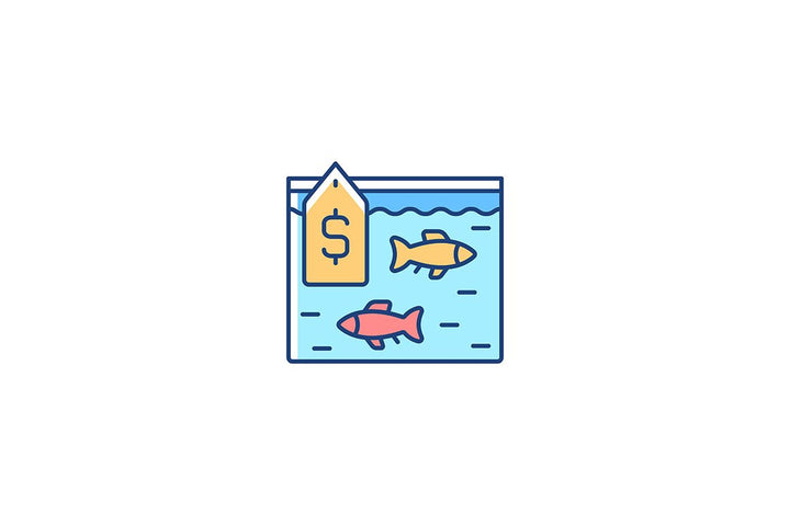 Fishing industry RGB color icons set