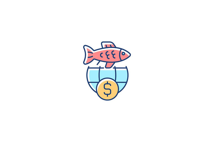 Fishing industry RGB color icons set