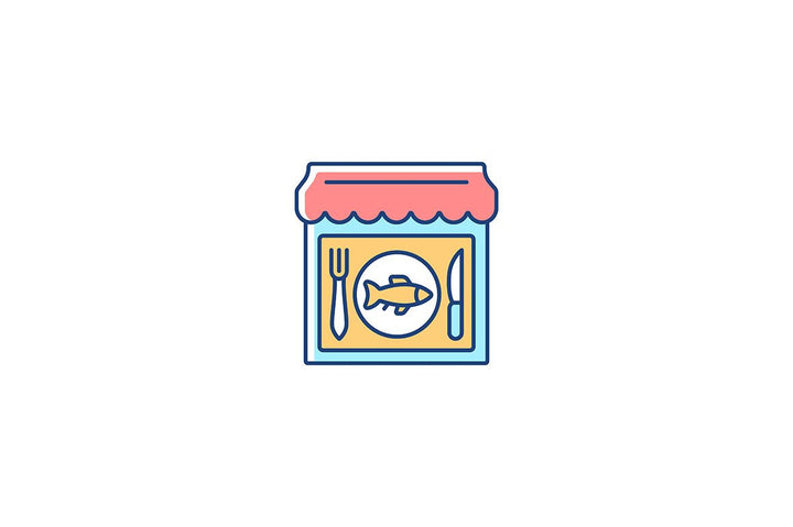 Fishing industry RGB color icons set