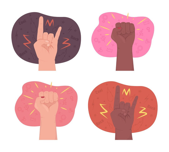 Fist symbols 2D vector isolated illustration set