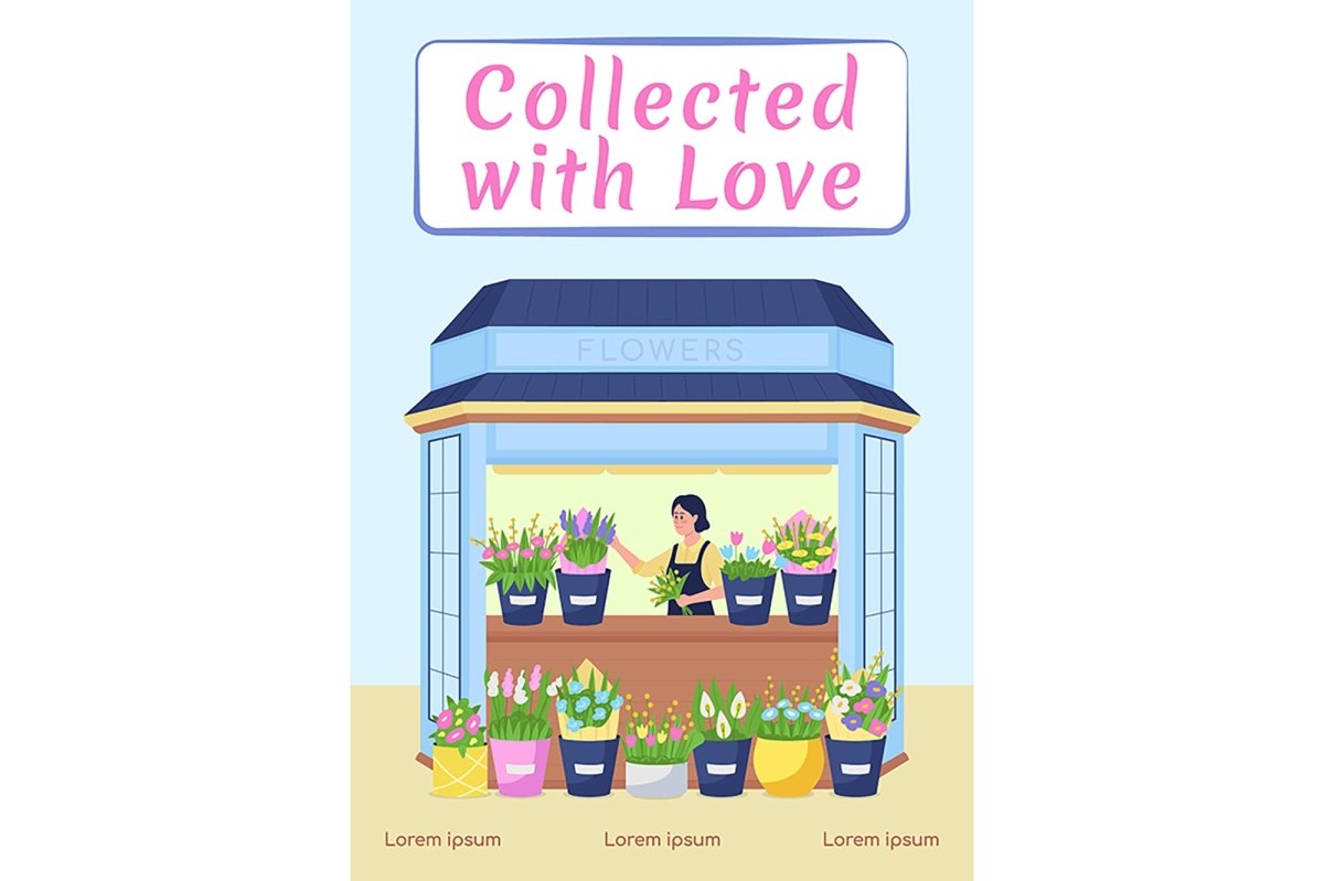 Flower shop poster flat vector templates