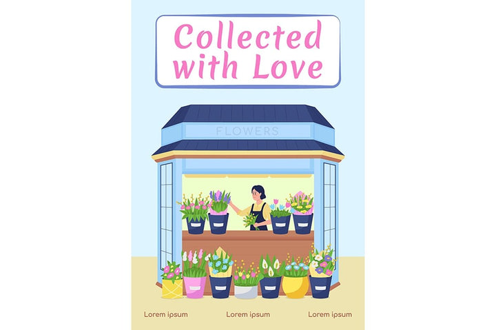 Flower shop poster flat vector templates