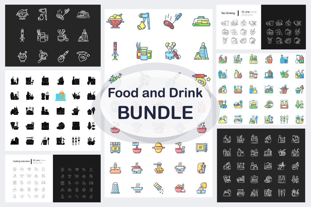 Food and drink icon bundle