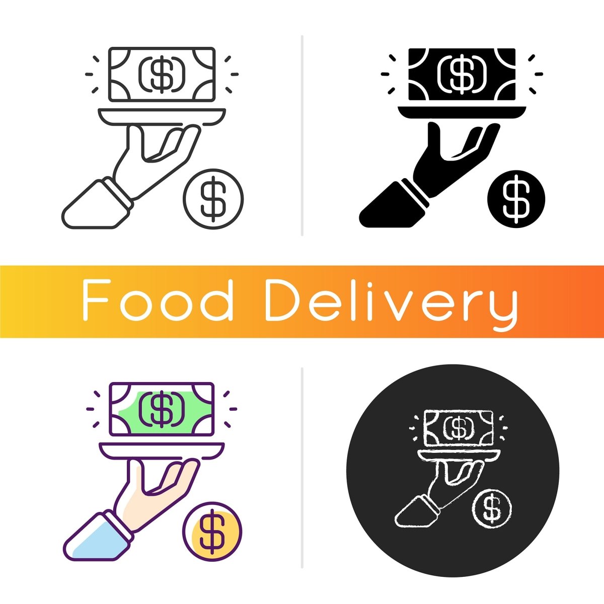 Food delivery icons bundle