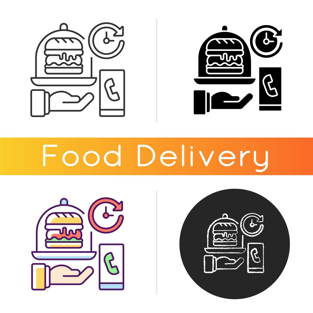 Food delivery icons bundle